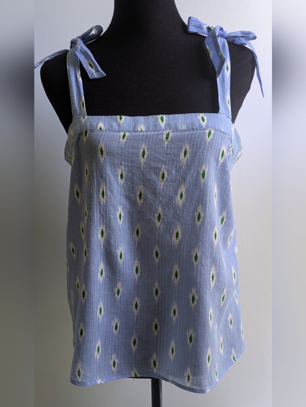 EUC...J. Crew 100% Cotton Tie-Shoulder Blue Printed Camisole Size S